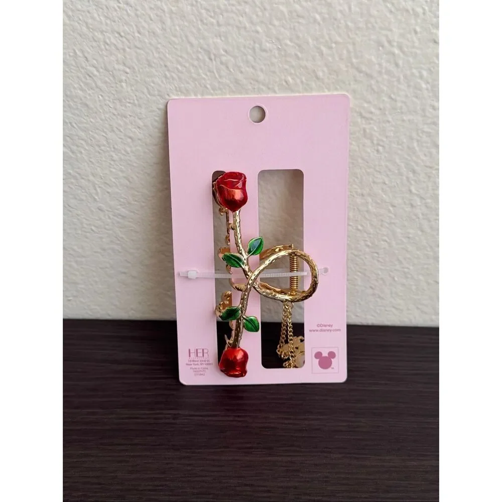 Disney Beauty and the Beast Belle Rose Dangling Claw Hair Clip - Picture 2 of 3